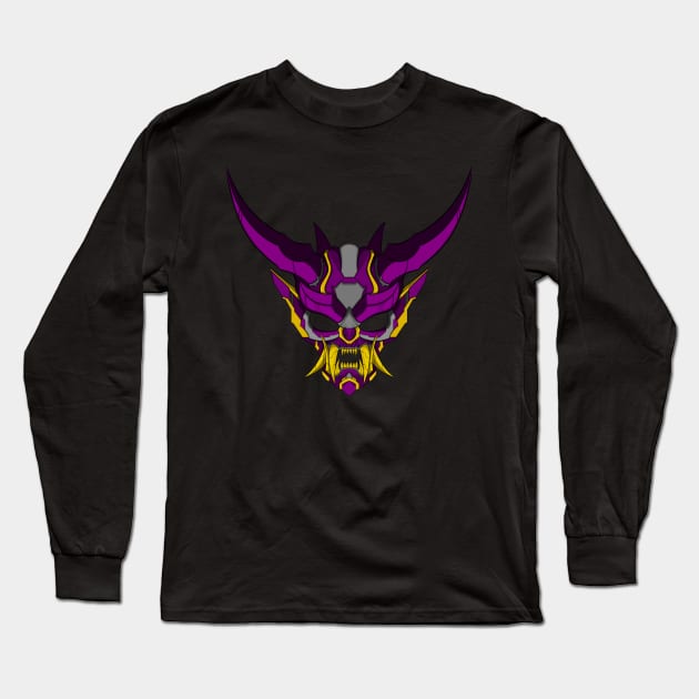 Cyber Japanese Demon-Purple Yellow Long Sleeve T-Shirt by Minami14R
